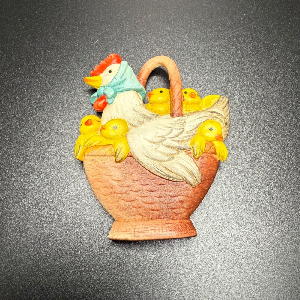 ANRI‎ Italy Terracotta Hen Mother Chickens Basket Figurine Italy Collectible - Picture 1 of 3